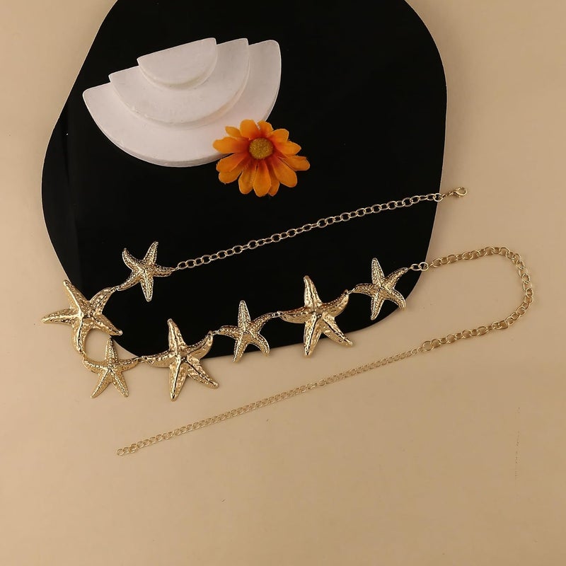 ANGLEQUEEN Mermaids Starfish Waist Chain Belt for Women Mermaids Gold Starfish Pirate Shell Belly Waterproof Body Chain Mermaid Costume Pirate Accessories - Image 5